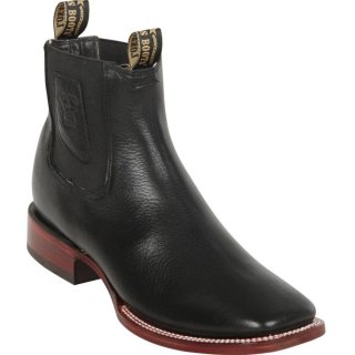 Los Altos Men's Belmont Black Square Toe Ankle Boots | Black
