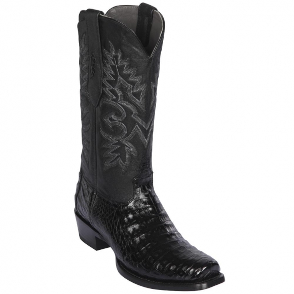 Los Altos Men's Black Caiman Belly 7-Toe Mens Western Boot | Black