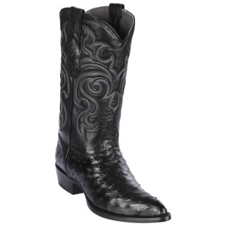 Los Altos Men's Black Ostrich Cowboy Boots | Black