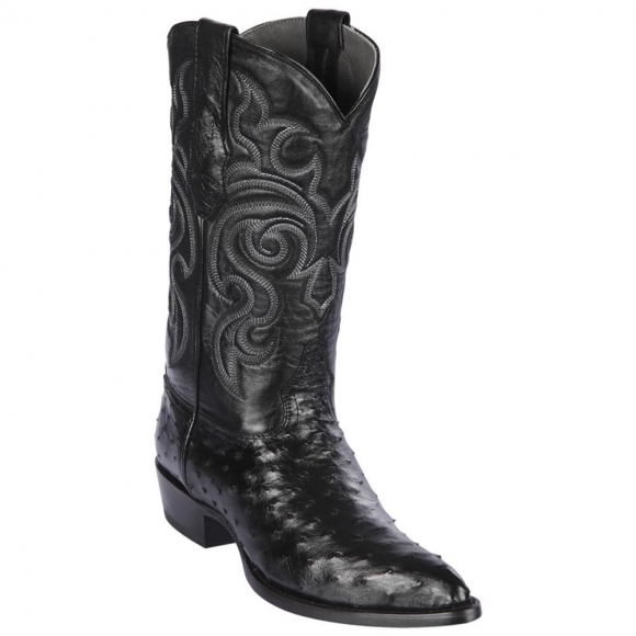 Los Altos Men's Black Ostrich Cowboy Boots | Black