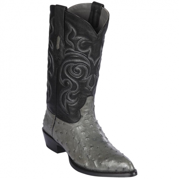 Los Altos Men's Grey Ostrich Cowboy Boots J-Toe | Grey