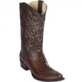 Los Altos Men's Brown Snip Toe Ostrich Leg Boots | Brown