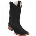 Los Altos Men's Square Toe Cowboy Suede Boots | Black