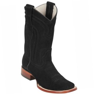 Los Altos Men's Square Toe Cowboy Suede Boots | Black