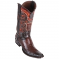 Los Altos Men's Ostrich Leg Brown European Square Toe Western Boots | Faded Brown