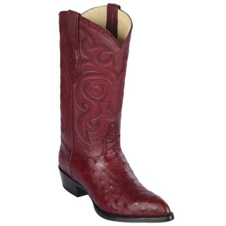 Los Altos Men's Burgundy Ostrich Cowboy Boots J-Toe | Burgundy