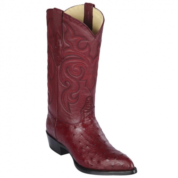Los Altos Men's Burgundy Ostrich Cowboy Boots J-Toe | Burgundy