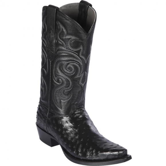 Los Altos Men's Mens Black Ostrich Boots | Black