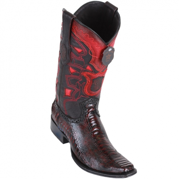Los Altos Men's Ostrich Leg Black Cherry European Western Boots | Black Cherry