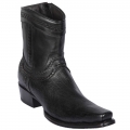 Los Altos Men's Smooth Ostrich Black Short Cowboy Boots | Black