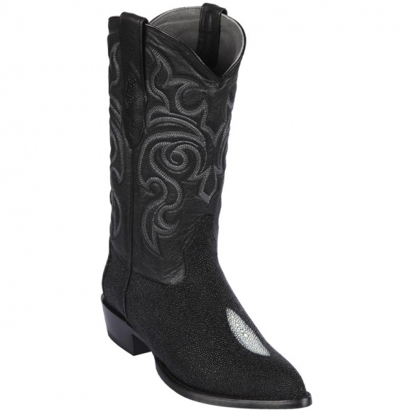 Los Altos Men's Single Stone Stingray Boots J-Toe | Black