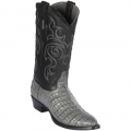 Los Altos Men's Grey Caiman Belly Round Toe Western Boots | Gray