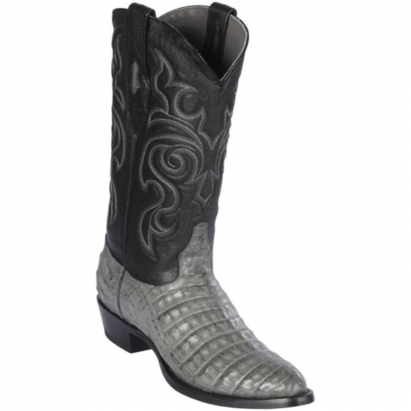 Los Altos Men's Grey Caiman Belly Round Toe Western Boots | Gray