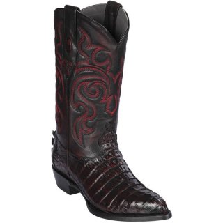 Los Altos Men's Caiman Tail Boots J-toe Black Cherry | Black Cherry