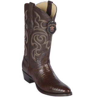 Los Altos Men's Lizard Teju R-Toe Brown Cowboy Boots | Brown
