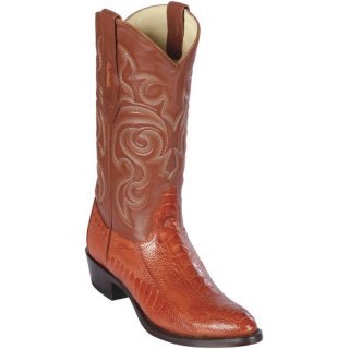Los Altos Men's Cognac Round Toe Ostrich Leg Western Boots | Cognac