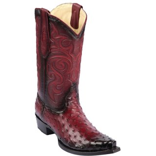 Los Altos Men's Western Ostrich Leather Boots | Burgundy