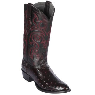 Los Altos Men's Black Cherry Ostrich R-Toe Western Boots | Black Cherry