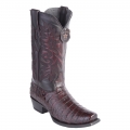 Los Altos Men's Black Cherry Caiman Belly Square Toe Cowboy Boots | Black Cherry