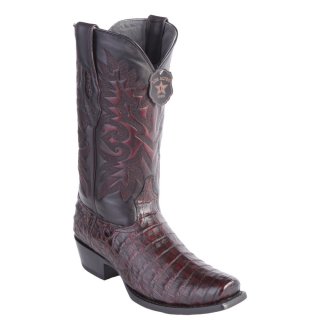 Los Altos Men's Black Cherry Caiman Belly Square Toe Cowboy Boots | Black Cherry