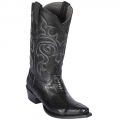 Los Altos Men's Black Ostrich Leg Snip Toe Western Boots | Black