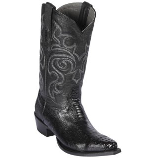 Los Altos Men's Black Ostrich Leg Snip Toe Western Boots | Black