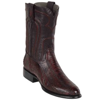 Los Altos Men's Black Cherry Roper Ostrich Leg Western Boots | Black Cherry