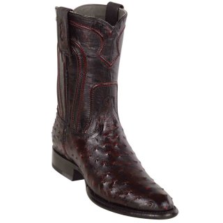 Los Altos Men's Black Cherry Roper Ostrich Western Boots | Black Cherry
