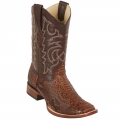 Los Altos Men's Brown Square Toe Western Boots Snakeskin | Porto Brown