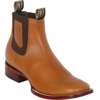 Los Altos Men's Belmont Honey Brown Square Toe Ankle Boots | Brown