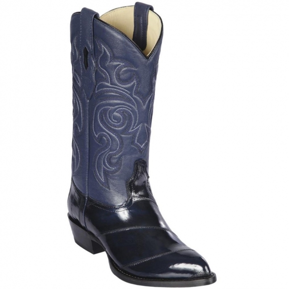 Los Altos Men's Navy Blue Eel-Skin Boots | Navy Blue
