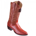 Los Altos Men's Cognac Lizard Boots R-Toe | Cognac