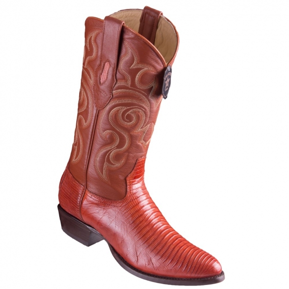 Los Altos Men's Cognac Lizard Boots R-Toe | Cognac