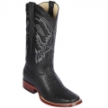 Los Altos Men's Bull Shoulder Black Square Toe Cowboy Boots | Black