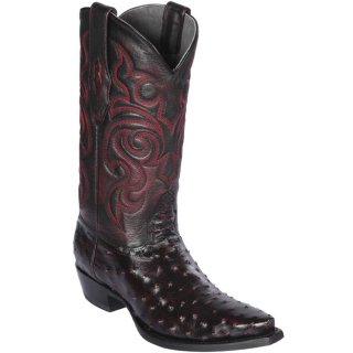 Los Altos Men's Ostrich Western Boots Black Cherry | Black Cherry