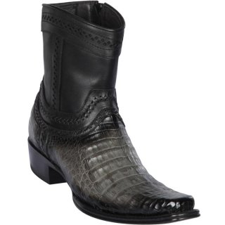 Los Altos Men's Short Ankle Grey Caiman Boots - European Toe | Gray