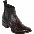 Los Altos Men's Short Square Toe Black Cherry Ostrich Leather Boots | Black Cherry