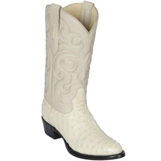 Los Altos Men's Winter-White Ostrich Skin Boots R-Toe | Winter-White