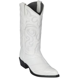 Los Altos Men's White Eel Skin Boots | White