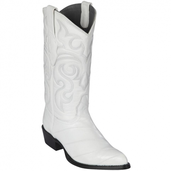 Los Altos Men's White Eel Skin Boots | White