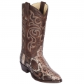 Los Altos Men's Brown Snakeskin Boots R-Toe | Rustic Brown