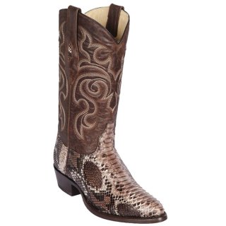 Los Altos Men's Brown Snakeskin Boots R-Toe | Rustic Brown