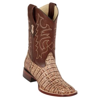 Los Altos Men's Caiman Tail Boots Moka Square Toe | Moka