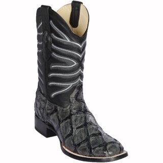 Los Altos Men's Pirarucu Fish Grey Square Toe Boots | Grey Glossy