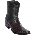 Los Altos Men's Caiman Belly Short Cowboy Boots Black Cherry | Black Cherry
