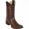 Los Altos Men's Brown Caiman Cowboy Boots Square Toe | Brown