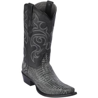 Los Altos Men's Sanded Black Lizard Skin Boots | Sanded Black