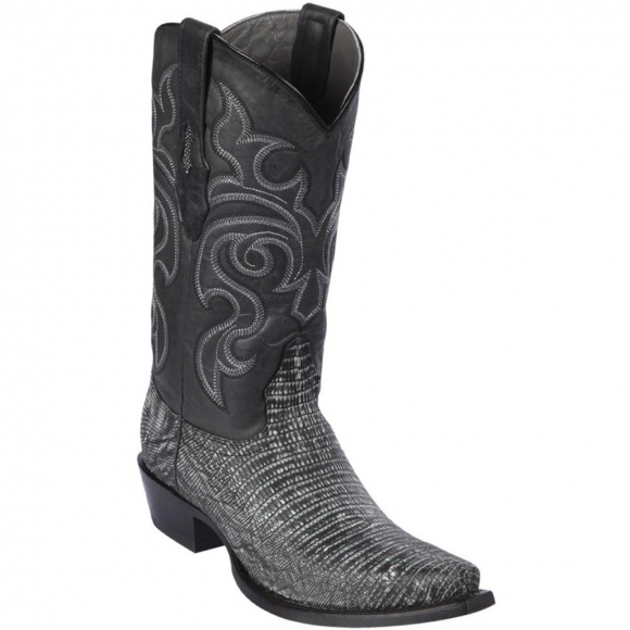 Los Altos Men's Sanded Black Lizard Skin Boots | Sanded Black