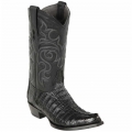 Los Altos Men's Black Caiman Tail Snip Toe Cowboy Boot | Black
