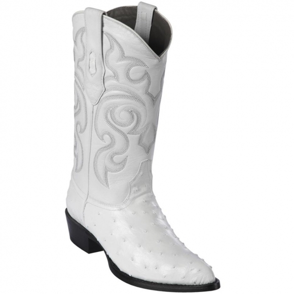 Los Altos Men's White Ostrich Cowboy Boots | White